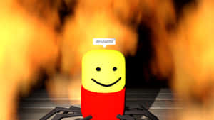 黃色方塊狀笑臉人物在火橙色背景上，帶有文字 despacito