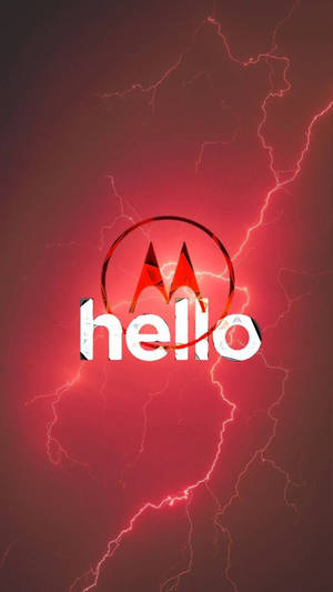 Motorola 標誌帶有 hello 文字，被紅色閃電包圍。 — 平板電腦 壁紙