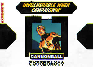 帶有故障效果和活動標語的 Cannonball 漫畫卡。 — 漫威超級英雄 壁紙