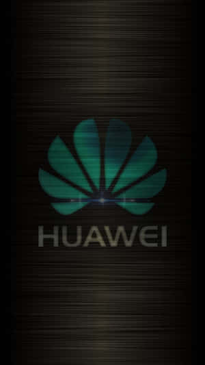 Huawei 標誌在拉絲金屬背景上發出青綠色光芒 — Huawei 壁紙