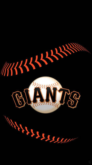 黑色背景上帶有'GIANTS'文字和橙色縫線的棒球。 — 肖像 壁紙