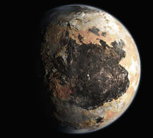 冥王星表面，在太空中可見明暗區域。
