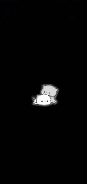 兩隻發光的卡通貓咪在黑暗中依偎 — 可愛狗狗gif 壁紙