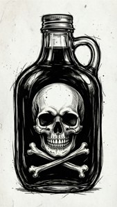 壺瓶內的骷髏頭和交叉骨插圖