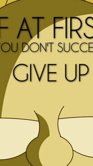 閉著眼睛的卡通臉，帶有「Give Up」文字的勵志壁紙。