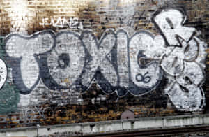 火車軌道附近磚牆上的塗鴉字 toxic