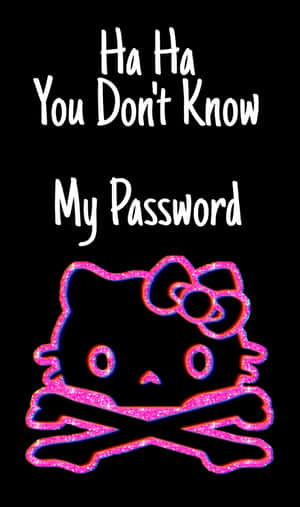 Hello Kitty骷髏頭和交叉骨頭，附有關於密碼秘密的文字。 — 可愛貓咪 壁紙