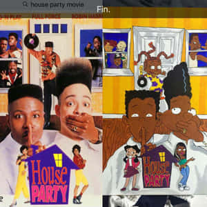 《House Party》的電影和卡通海報，角色風格為90年代。