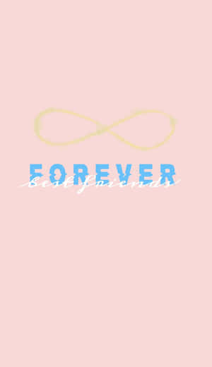 粉紅色背景，帶有黃色無限符號和藍色文字 forever best friends。 — 友誼日 壁紙