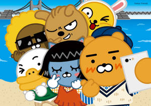 Kakao Friends 角色一起享受海灘日。 — 友誼日 壁紙