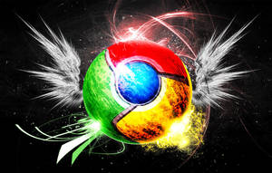帶有發光翅膀和能量效果的 Chrome 標誌（太空）