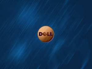 藍色條紋背景上的 Dell 標誌