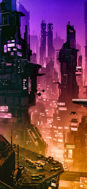 未來都市背景 — 1080x2340 壁紙