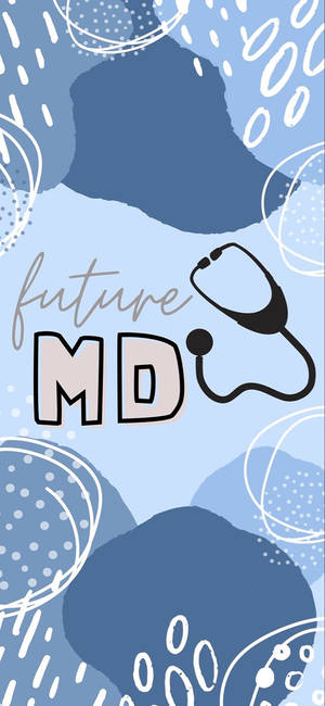藍色抽象背景，帶有白色塗鴉和聽診器，旁邊有future MD文字。