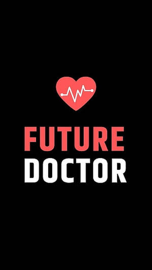 黑色背景上「FUTURE DOCTOR」文字上方帶有心跳線的紅色心形。