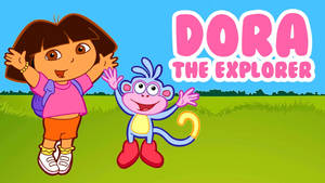 Dora the Explorer 和 Boots 在草地上揮手。