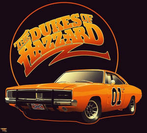 來自《The Dukes of Hazzard》的橙色經典汽車，上方有標誌。 — 汽車 壁紙