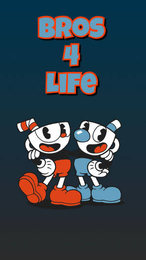 兩個杯角色在「BROS 4 LIFE」文字下擁抱。