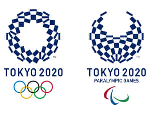 東京2020奧運及殘奧會官方標誌，帶有藍色格仔圖案及符號。