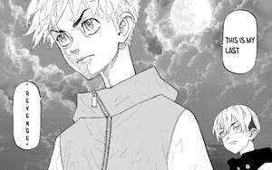 動漫男孩在滿月下宣告復仇，表情銳利