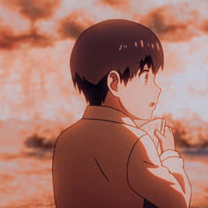 《東京喰種》第一季年輕金木研頭像，穿校服，夕陽背景