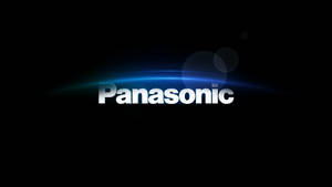 Panasonic 標誌在黑色背景上帶有藍色光條