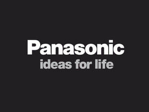 黑色背景上帶有ideas for life標語的Panasonic標誌