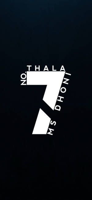 白色數字七標誌，帶有文字 no thala ms dhoni，在深色背景上