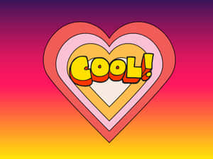 一個色彩繽紛的心形圖案，帶有粗體字樣的「COOL!」。