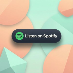 粉彩幾何背景上的 Spotify 聆聽按鈕