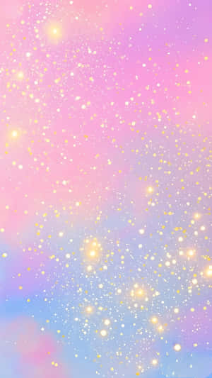 柔和粉彩漸變天空，漂浮著金色閃粉粒子 — 1440x2560 壁紙