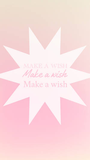 粉紅漸變配上白色星爆和 'Make a wish' 手寫字句。 — 復古 壁紙