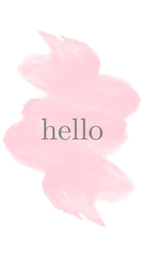 粉紅色水彩潑濺，帶灰色 hello 字樣。 — iPhone 8 壁紙