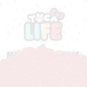 帶有粉紅色泡泡糖和五彩紙屑背景的Toca Life標誌。 — Toca boca GIF 壁紙