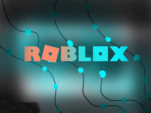 Roblox 標誌帶有發光的青綠色和橙色字母，由線條和點連接。