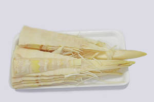 白色泡沫容器中的新鮮竹筍