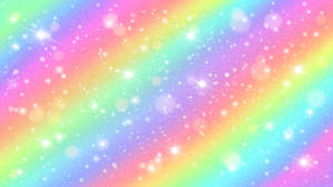 帶有閃爍星星和發光散景燈光的鮮豔彩虹漸變。