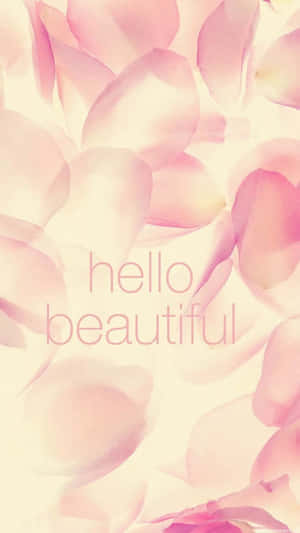 粉紅玫瑰花瓣與粉彩文字 hello beautiful — 玫瑰金 iPhone 壁紙