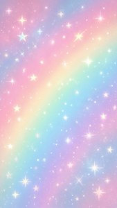 粉彩天空，星星與彩虹柔和發光