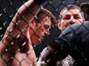 兩名男拳手喺MMA籠內搏鬥。