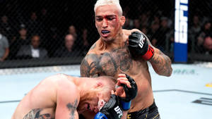 八角籠內的兩名MMA拳手，其中一人向另一人揮拳