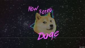 一個狗狗迷因，在故障背景上帶有霓虹色的「New Retro Doge」文字。