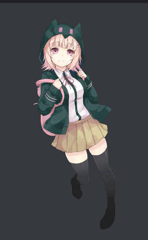 粉紅髮貓耳動漫女孩穿校服微笑 — 可愛動漫女仔 壁紙