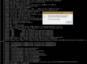 在終端機螢幕上顯示的Linux核心恐慌錯誤。 — 電腦 GIF 壁紙