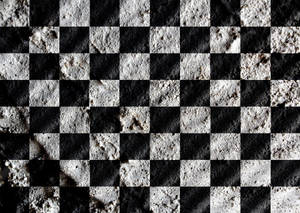 磨損的黑白棋盤格圖案，帶有粗糙的混凝土紋理。 — 混凝土 壁紙