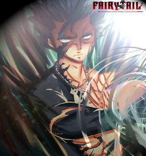 來自《妖精的尾巴》的動漫角色，以發光的眼睛和動態動作引導魔法能量。 — 鬼滅之刃 壁紙