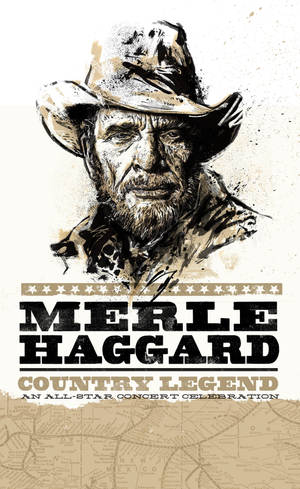 Merle Haggard 鄉村傳奇演唱會海報，地圖背景。