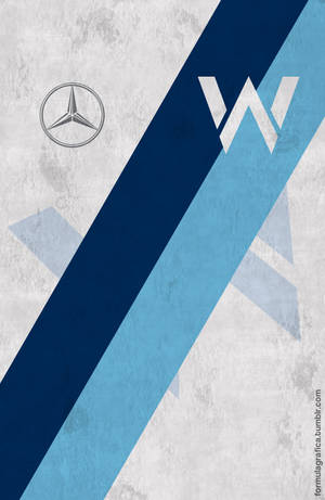 在紋理混凝土背景上，帶有藍色斜紋的抽象Mercedes-Benz標誌。 — 汽車 壁紙