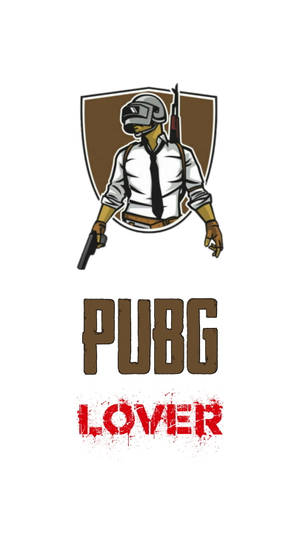 PUBG愛好者標誌，展示一個戴著頭盔和領帶的角色手持武器。