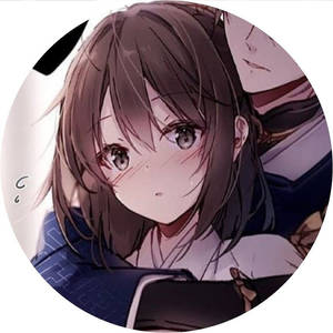 棕色頭髮和大眼睛的動漫女孩，帶著害羞的表情拿著手機。 — 情侶 GIF 壁紙